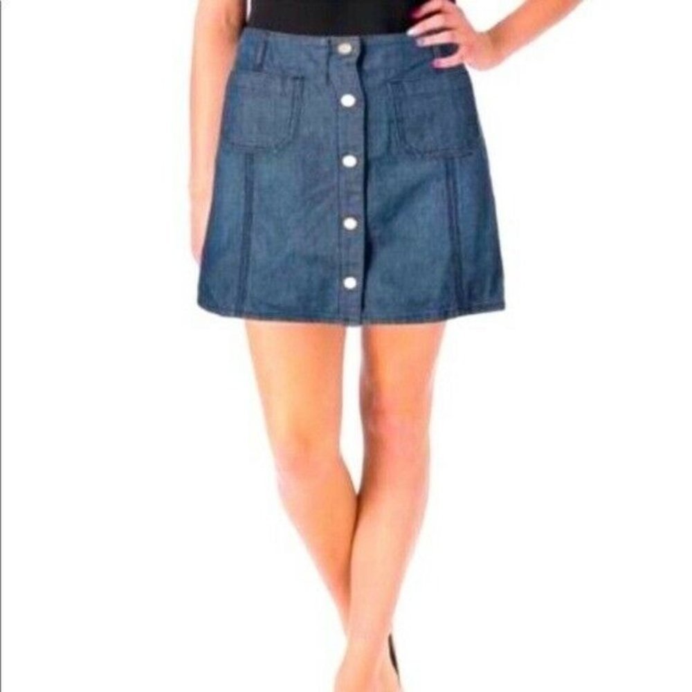 Sanctuary Womens Denim Marianne Mini Skirt, Blue, 31 - Picture 2 of 4